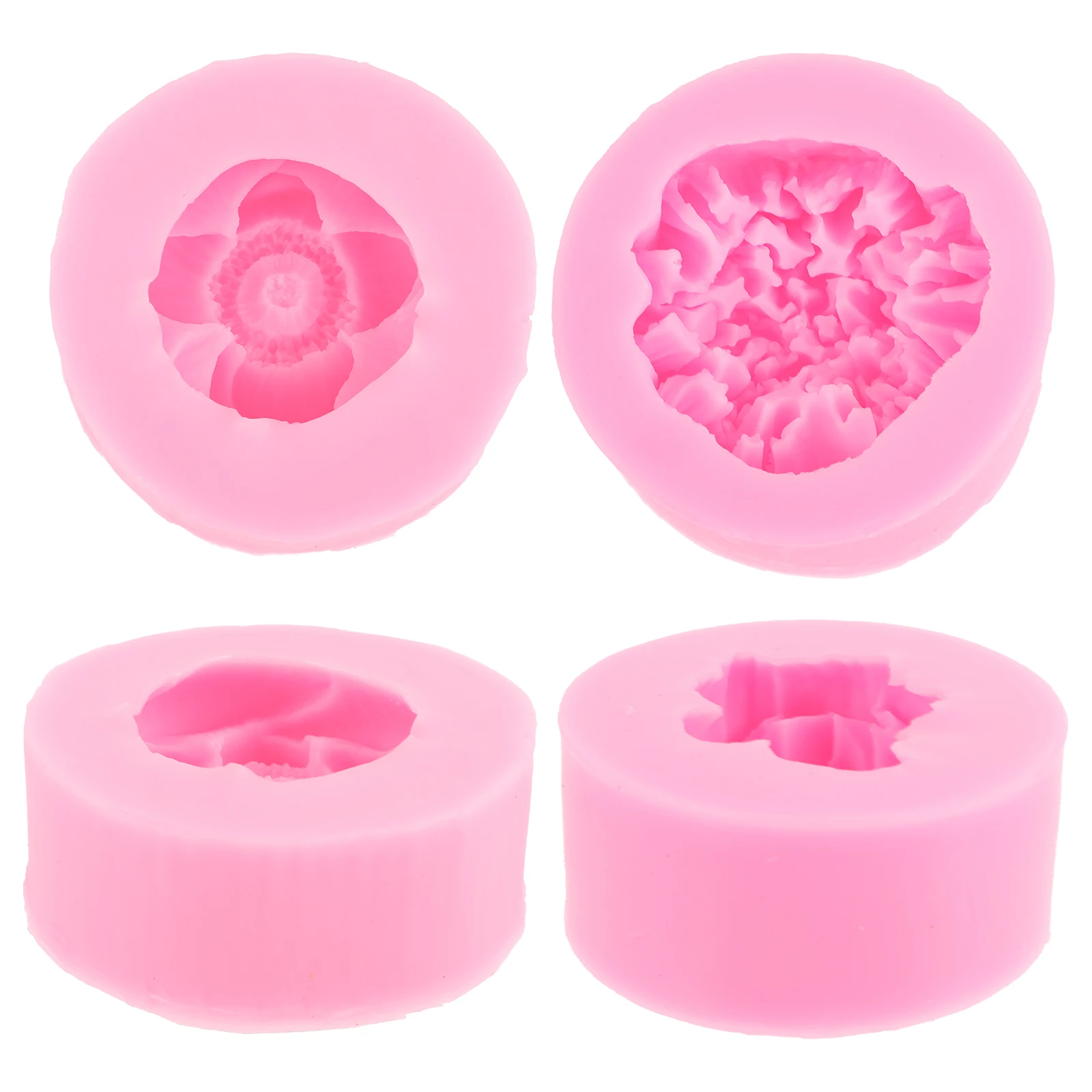 

4pcs Pink 828 824 15 929 15 927 Flower Silicone Mold for DIY Fondant Cake Chocolate Craft Easy Clean Reusable