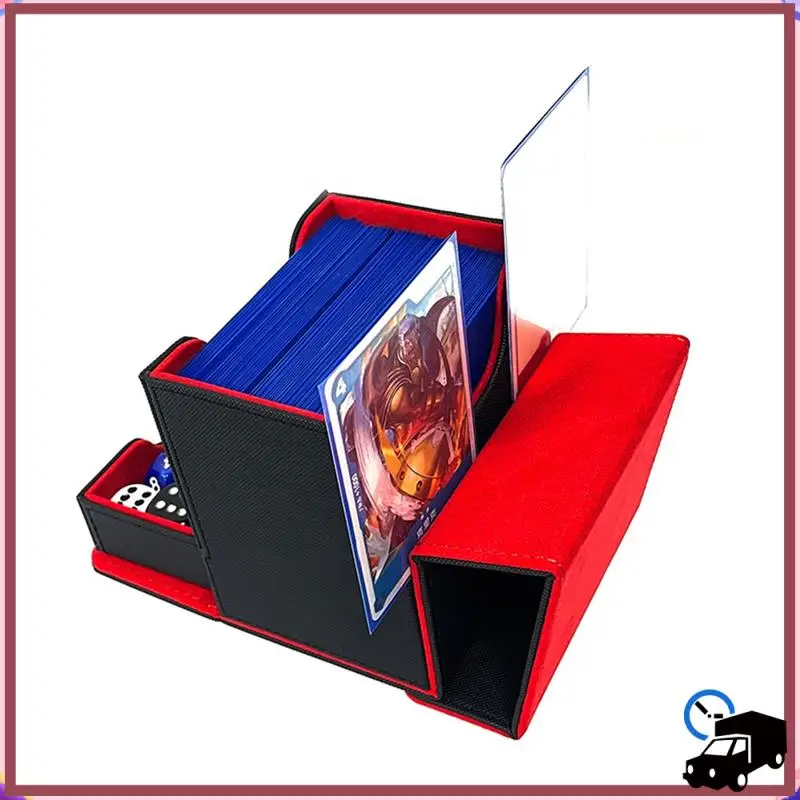 Efficient Card Storage Box With Dice Tray Collectible Card Case For Gathering Game Sleeved Cards Easy Install Easy To Use Black+