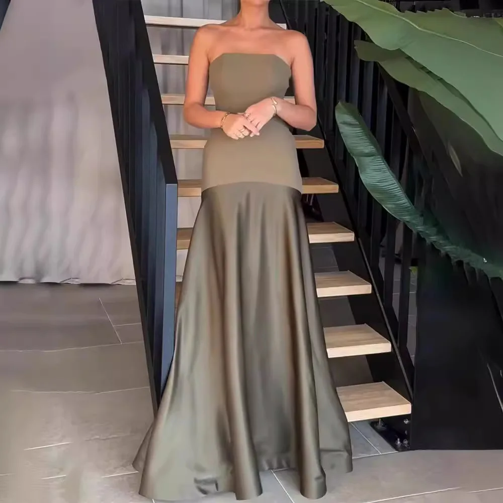 

Luxury Sexy Patchwork Sleeveless Women Dress Strapless Party Evening Trend Maxi Dresses Women Summer Dress Design Clothing New