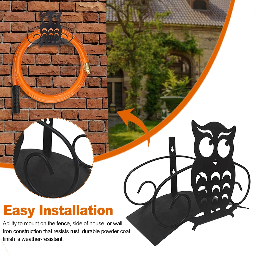 Heavy Duty Space SavingOut Solid Saddle Arc Surface Owl Shape Iron Garden Hose Holder Stable Lightweight Wall Hanger