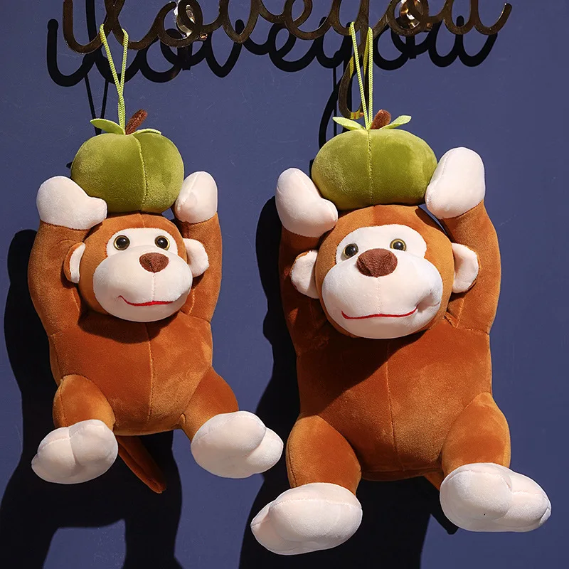 20/25cm Creative Apple Monkey Plush Doll Mischievous Monkey Holding Green Apple Toy Birthday Gift For Boy Girl