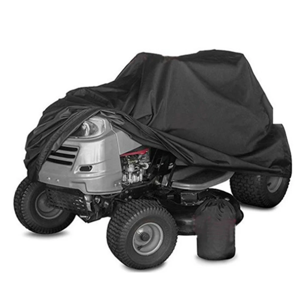 Lawn Mower Cover Oxford Cloth Black Car Coat Waterproof Lawn Tractor Cover with Portable Storage Bag UV Protection for Car Mower