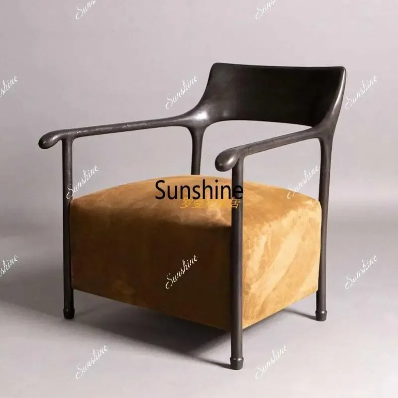 Nordic solid wood single fabric sofa hotel cafe leisure chair