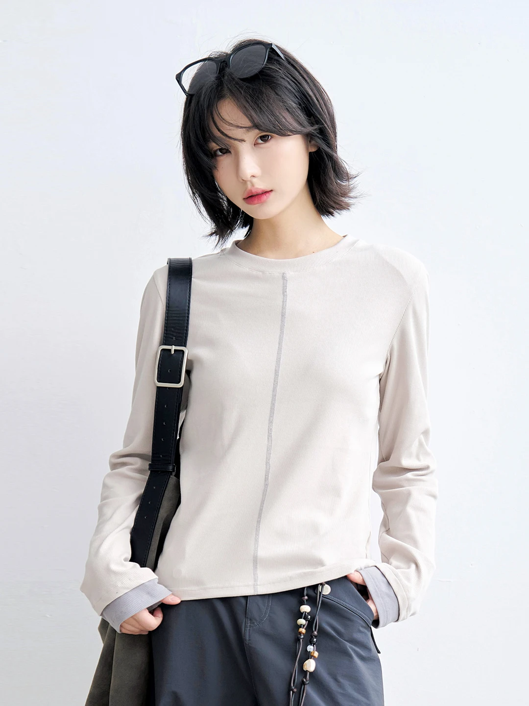 

Close-Fitting Long Sve round Ne T-irt Base irt Knitted Fabric Soft Comfortable Breathable for Daily Ciwalk Traveli...