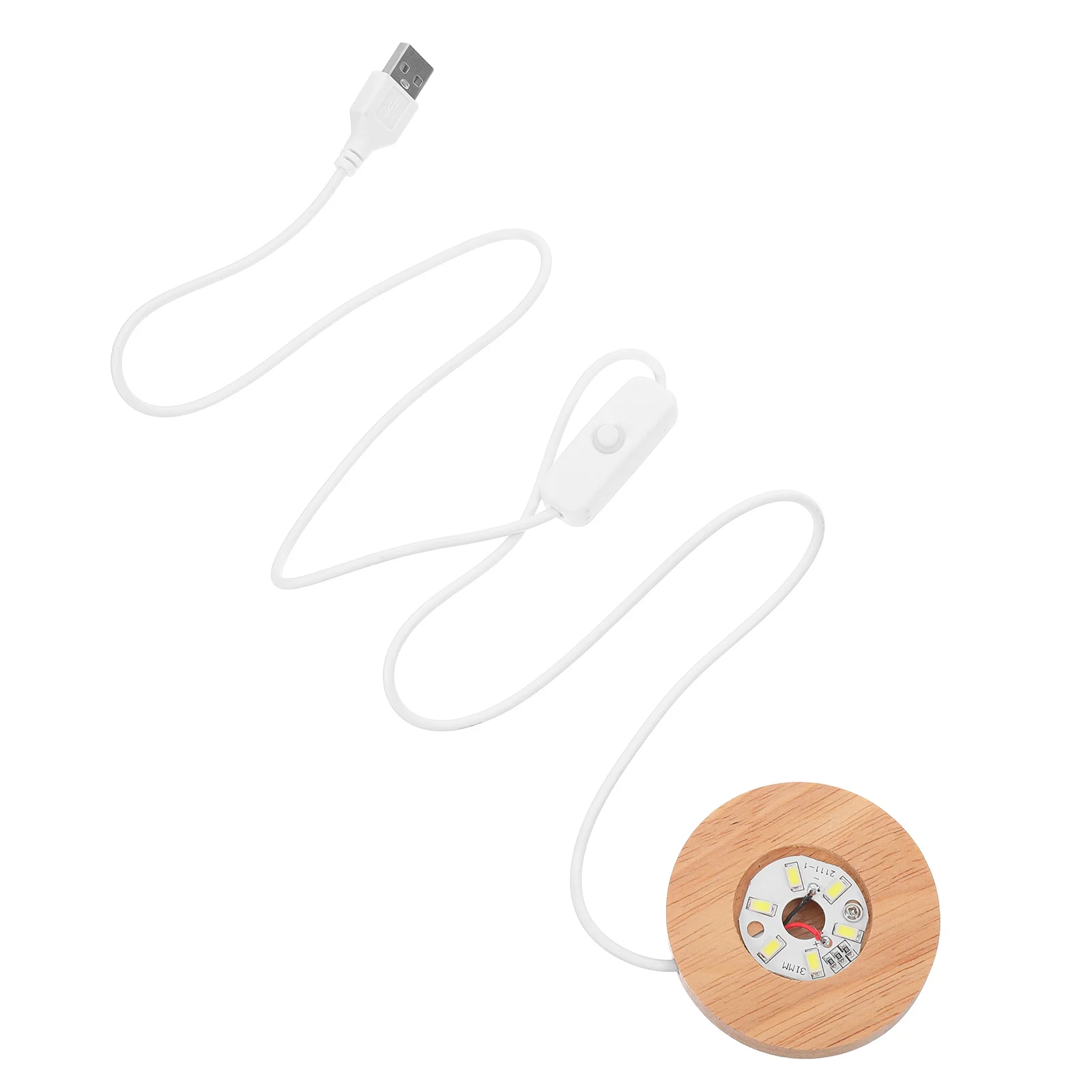 

Mini Round Wood LED Lighted Base USB Crystal Ball Display Stand Resin Art Glass Ornament Night Lamp Crystal Ball Holder