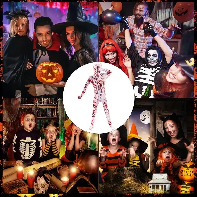 بذلة مطاطية قوطية للأطفال ، أزياء رعب جيدة التهوية ، زي احتفالي ناعم للعب الأدوار ، فستان