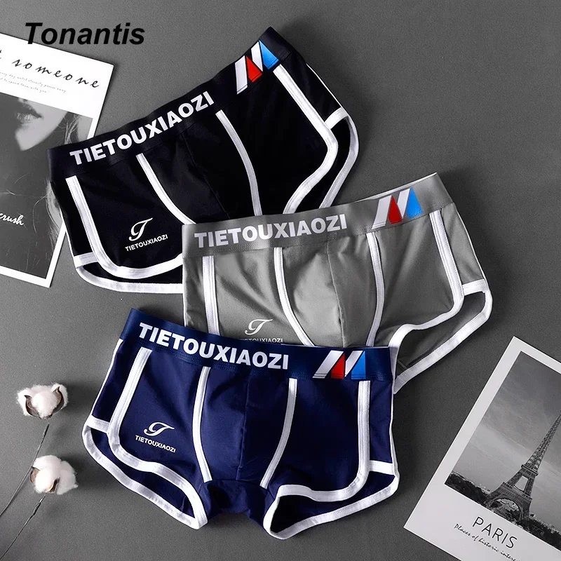 3Pcs/Set Korean Men\'s Panties Cotton Man Boxer Personality Low-waisted Men Underpants Youth Fashion Breathable Underwear M-XXXL