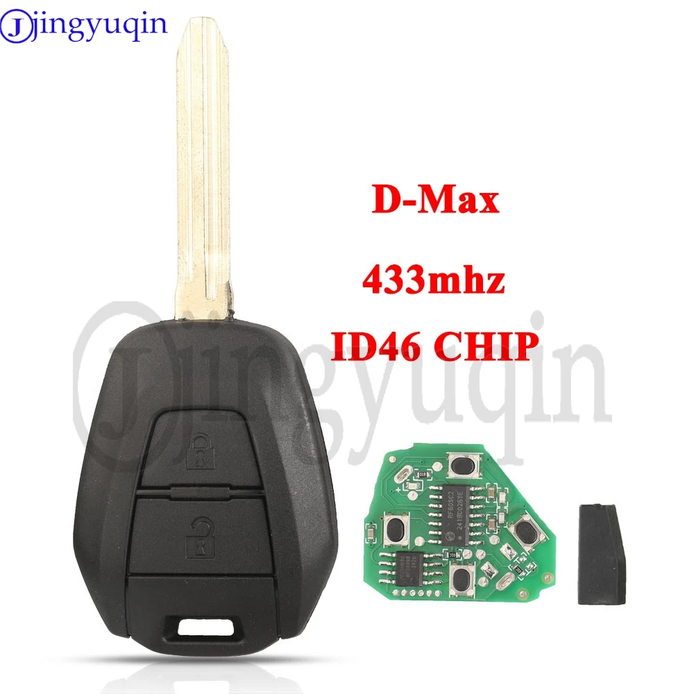 Jingyuqin 2Buttons Remote Car Key Contro Fit for ISUZU D-Max M-UX 433.92Mhz ASK ID46 Chip TOY43 Auto Key Fob Replacement
