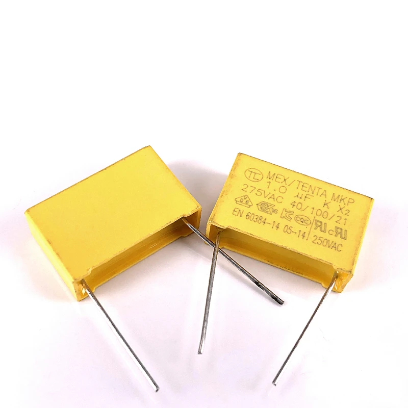 

(100pcs) MEX TENTA MKP 1.0uF K 275VAC 105K pin pitch P=15/22.5/27.5mm Safety standard X2 film MKP capacitor