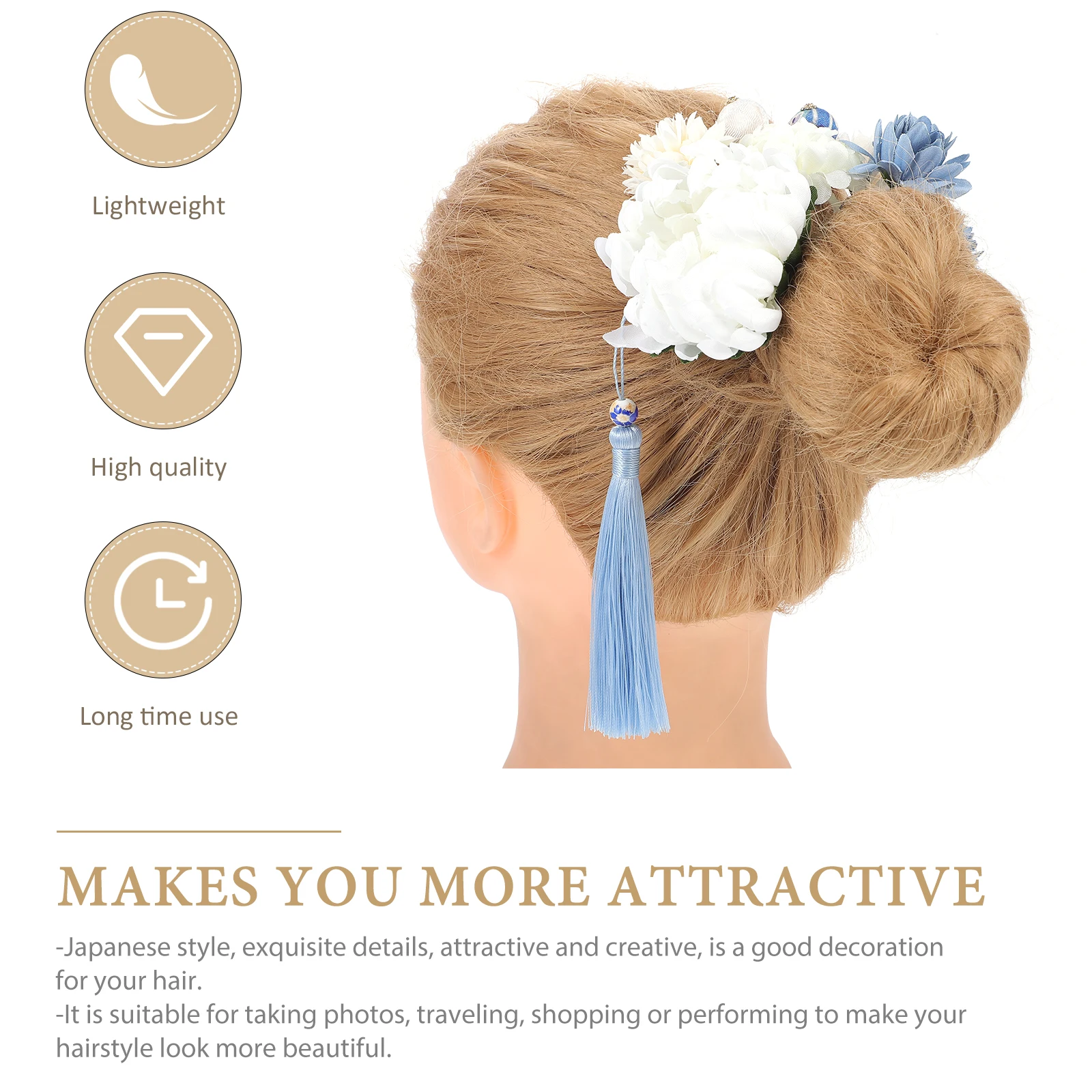 

9pcs Chrysanthemum Silk Cloth Hairpin Japanese Style Hair Stick for Women Kimono Hair Accessories Bridal for Photo