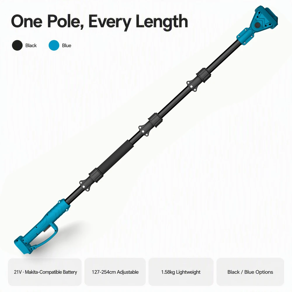 Custom A11-0011 Cordless Pole Saw Telescopic Tree Pruner 21V Battery Extension Pole 127-254cm For Garden Branch Cutting Hedge Tr