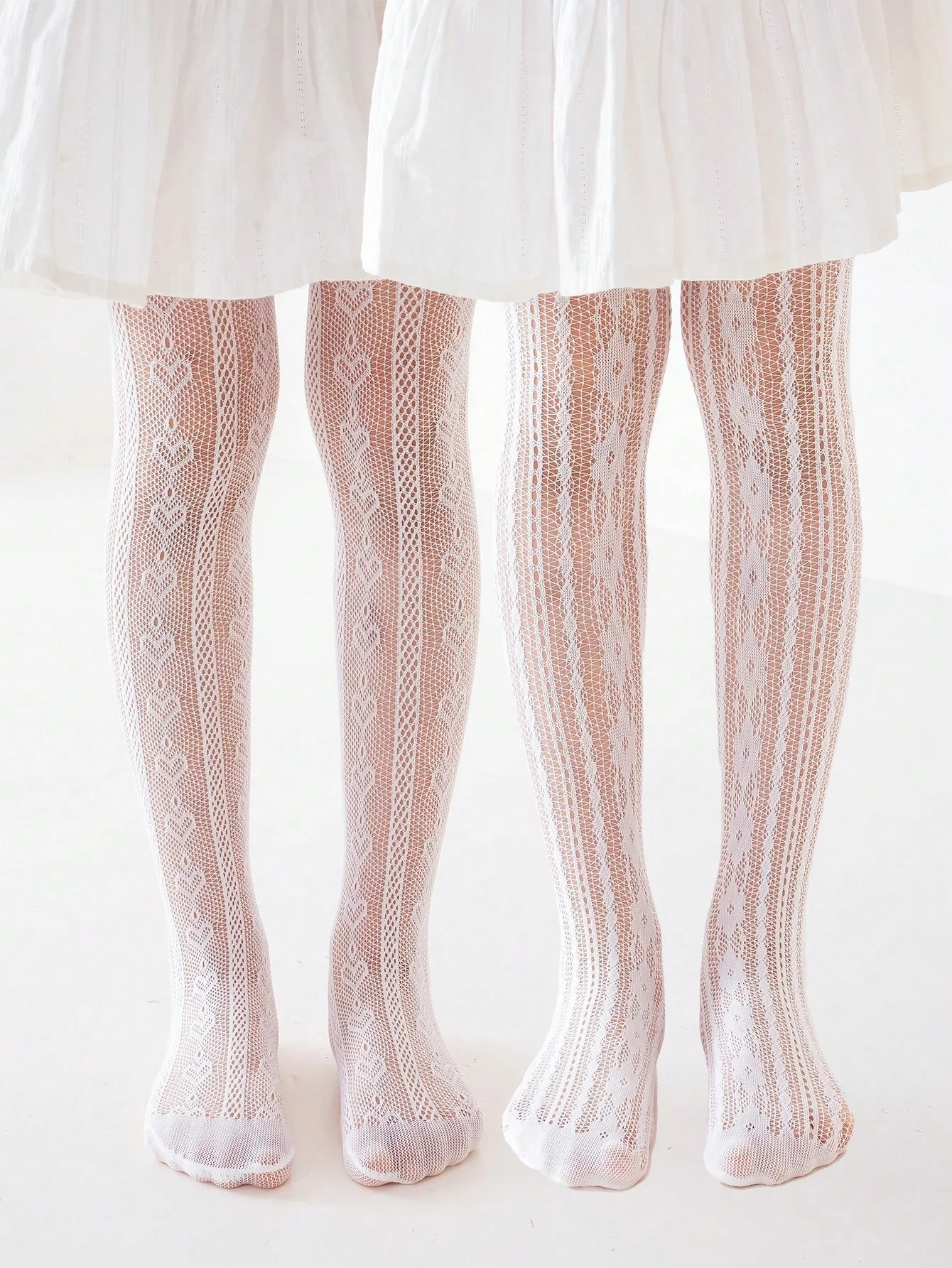 2 Stück Weiße Netzstrümpfe mit Löchern für Mädchen, Weiche und Niedliche Lolita-Style Leggings zum Kombinieren mit Röcken für den Alltag