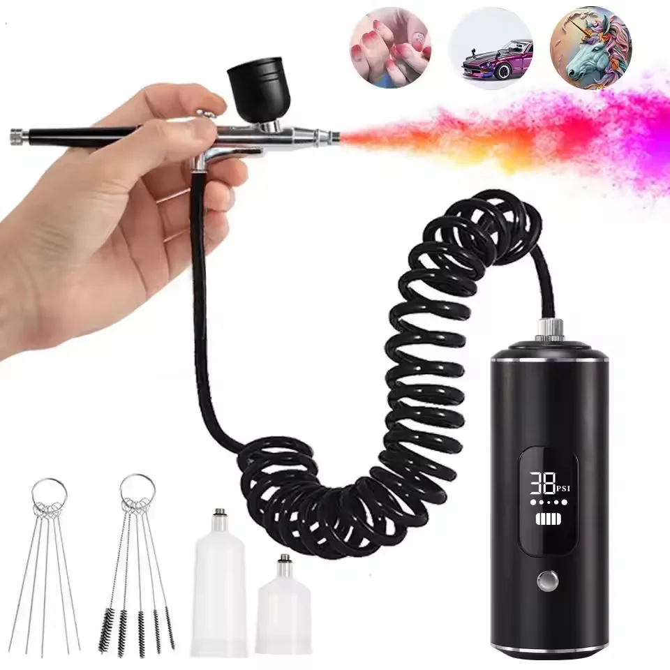 

Air Brush With Compressor Portable Air Brush Air Brush Cake Painting Crafts Air Brush Art Painting Compressor Airbrush