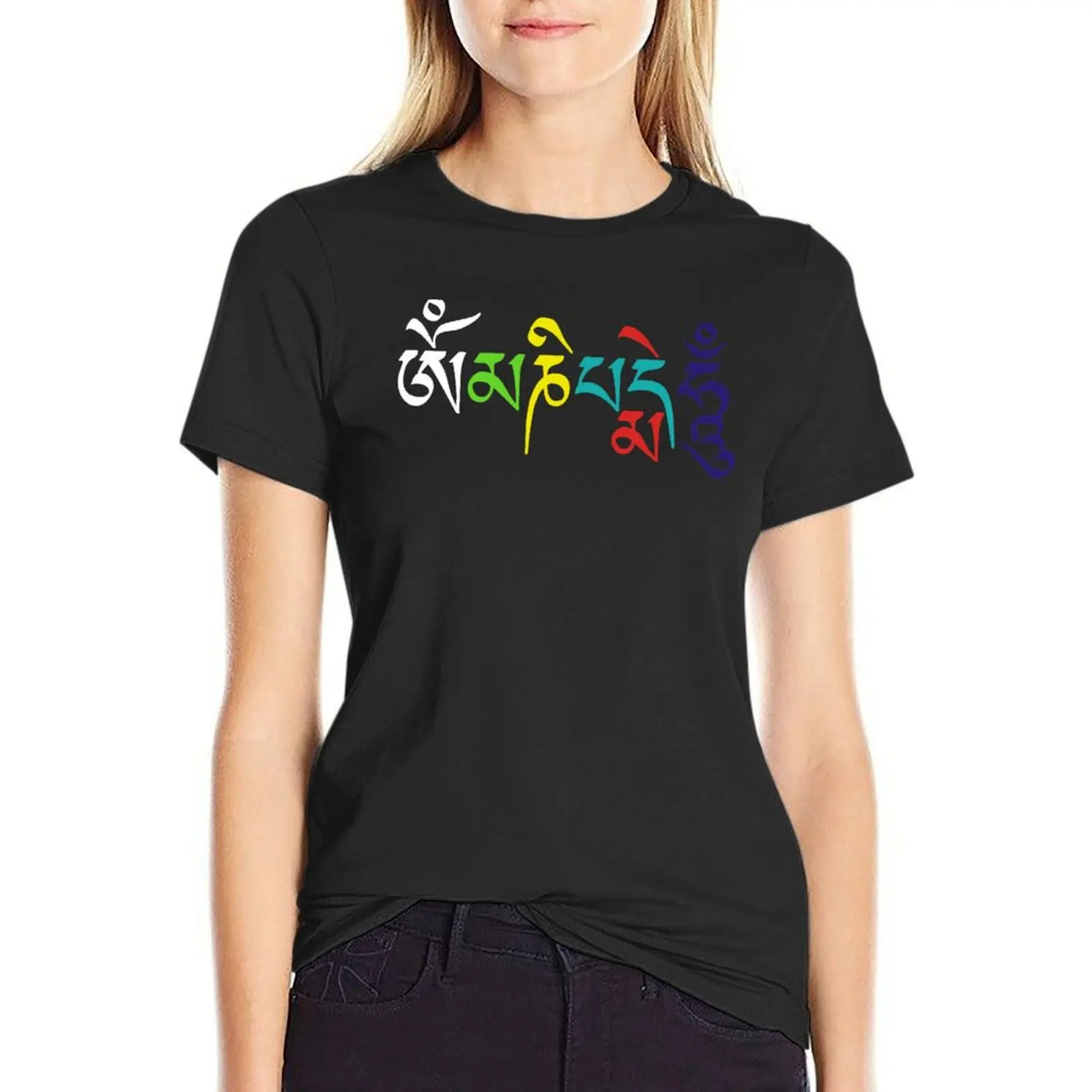 Om Mani Padme Hum- Buddhist Mantra Design T-Shirt cute clothes Blouse tees t-shirts for Women cotton