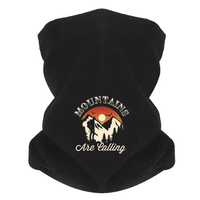 Mountain silhouette hiker sunset birds Men Outdoor Scarf Mask Neck Gaiter Hat Women cap Headgear Windproof Keep Warm Winter Mult