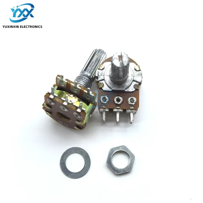 2PCS WH148 Dual-Gang Potentiometer Shaft Length 20mm 6PIN Audio Volume Control Knob B1K/2K/5K/10K/20K/50K/100K/250K/500K/1M