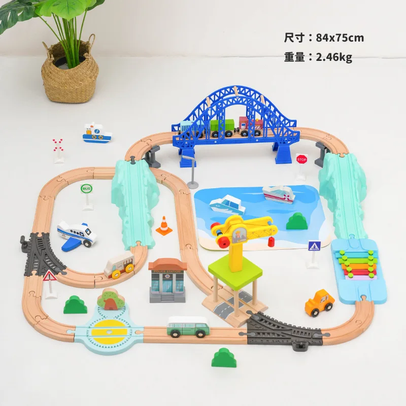 

Wooden Train Rail City Spiral Orbit Scene Set Railway Electric Magnetic Train Is Suitable For All Brands Of Wood Rail Toys Pd68