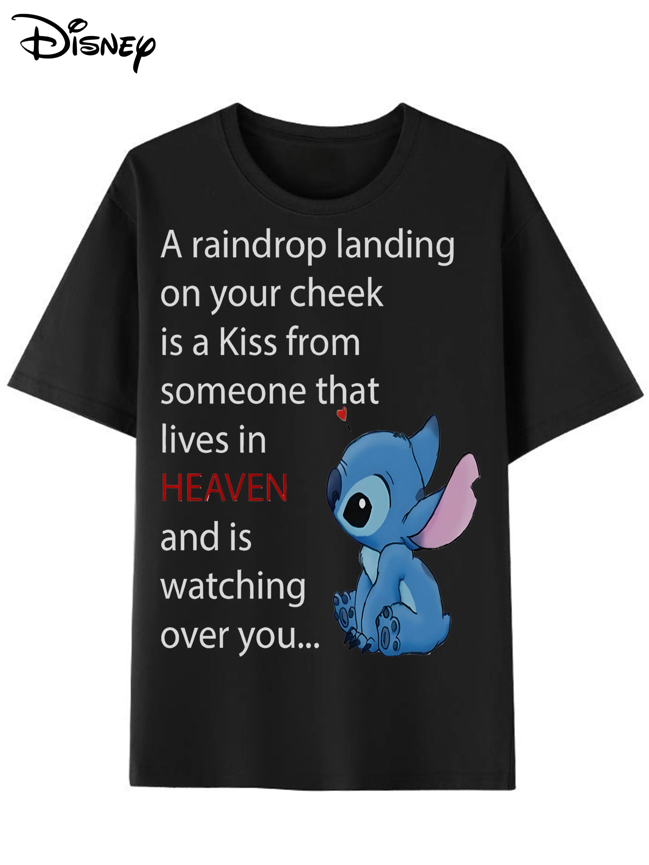 

Disney T-shirt with the words "Raindrops on cheeks..." Heavenly quote - Men's and Women's Cotton Loose Short Sleeves