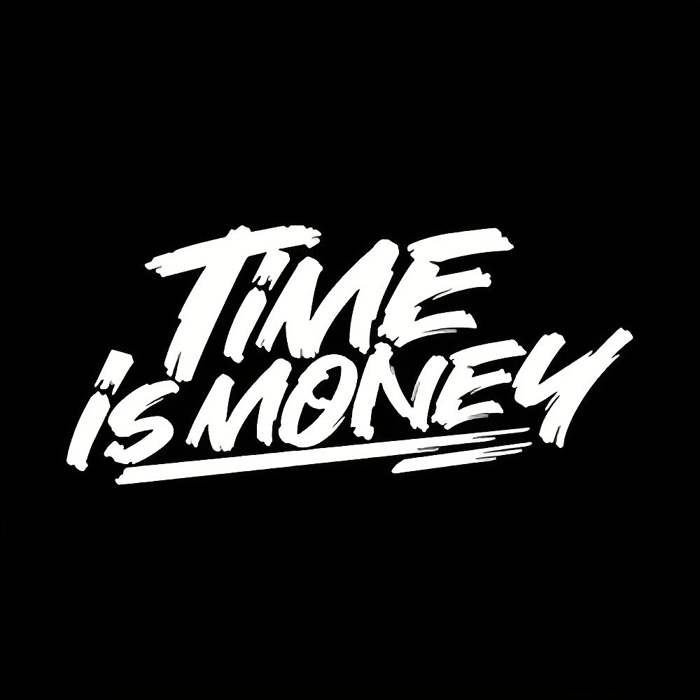 1PC 14cm Time Is Money Graffiti Waterproof Vinyl Sticker For Car Motorcycle Helmet Decor, Assorted Colors