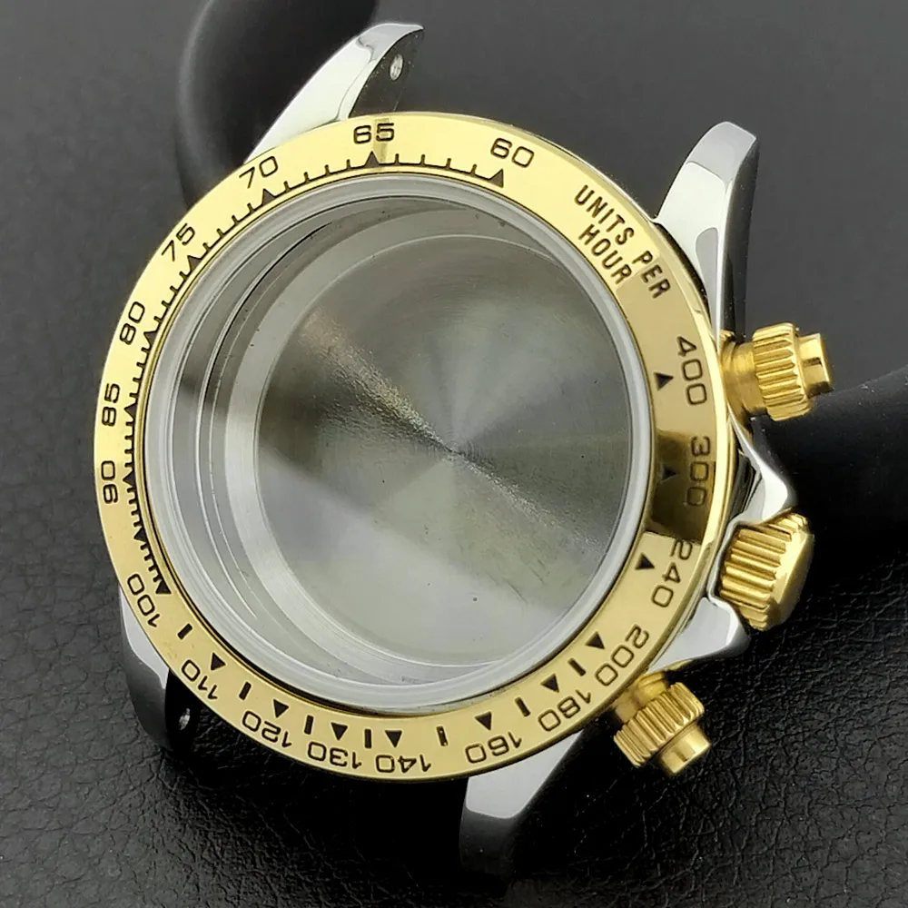 39-mm-Uhrenarmband aus Metall für Herren, passend für das VK63-Uhrwerk, mit Saphirglas, in den Farben Silber, Roségold und Schwarz, Uhrenzubehörteile. – Detail 16