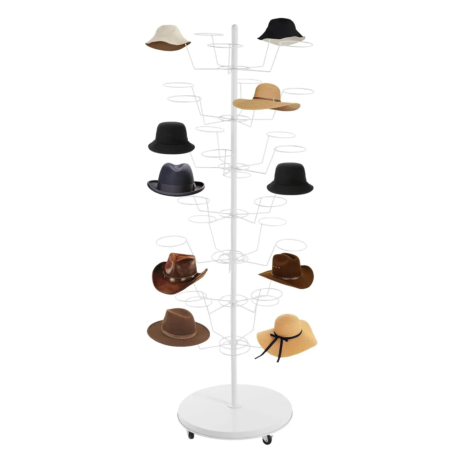 7 Tier 35 Hooks Hat Rack Stand, Metal Hat Rack Hat Hangers Freestanding Organizer Rack Display Stand for Wig, Cap, Baseball