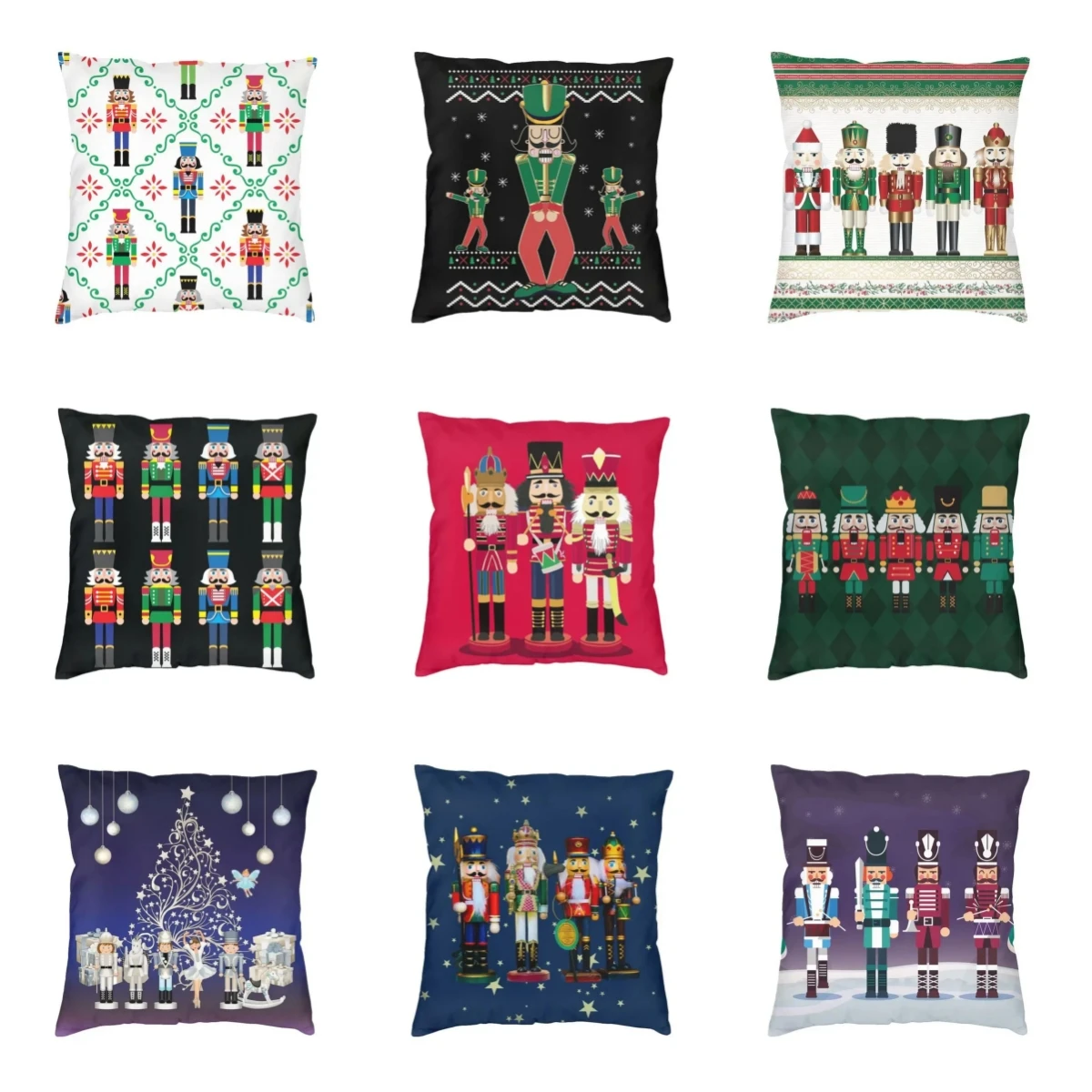 

Nutcracker Soldier Toy Christmas Gift Cushion Cover Sofa Home Decorative Square Pillow Case 45x45cm