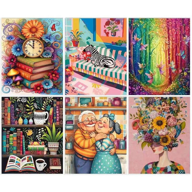 CHENISTORY Abstract Paint By Numbers Kill Time Picture With Numbers Landscape Handicraft Handiwork Art DIY Color by Number Home