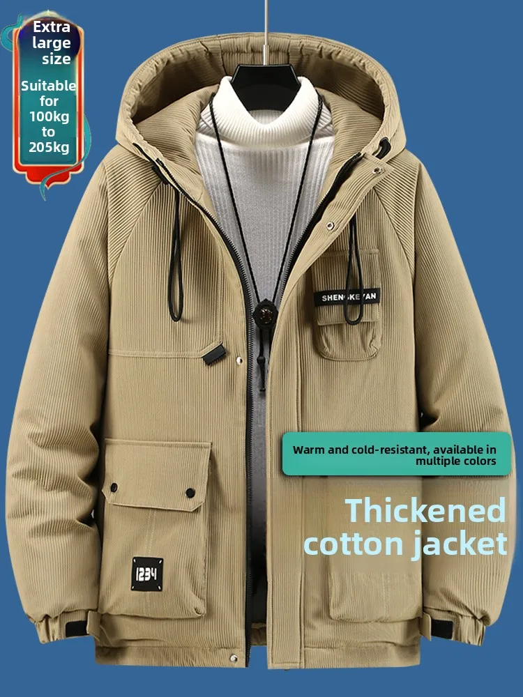 

Мужская утепленная хлопковая куртка очень большого размера, теплая рабочая одежда, модная верхняя одежда из хлопка с наполнителем 300 г/м²