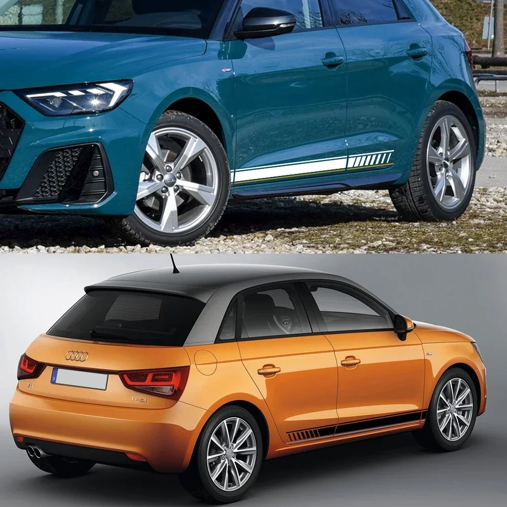 لأودي A1 8X GB GBA Sportback الأنا زائد TFSI E-Tron الحضرية 2 قطعة باب السيارة ملصق الجانب تنورة الرسومات سباق المشارب اكسسوارات #3