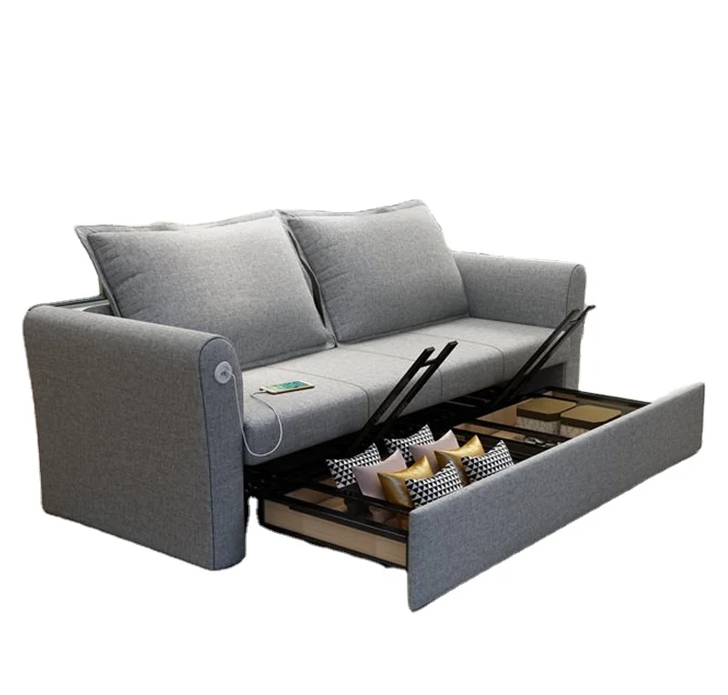 

@#Hotel Home Use Pull Out Fabric Convertible Storage Sleeper Couch Sofa Cum Bed Folding Living Room Furniture with Usb Charge