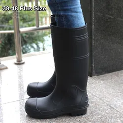 Men Women Outdoor Fishing Rain Boots Steel Toe Work Safety Boots High Waterproof Rubber Wading Rain Shoes 48 Plus Size Work Shoe