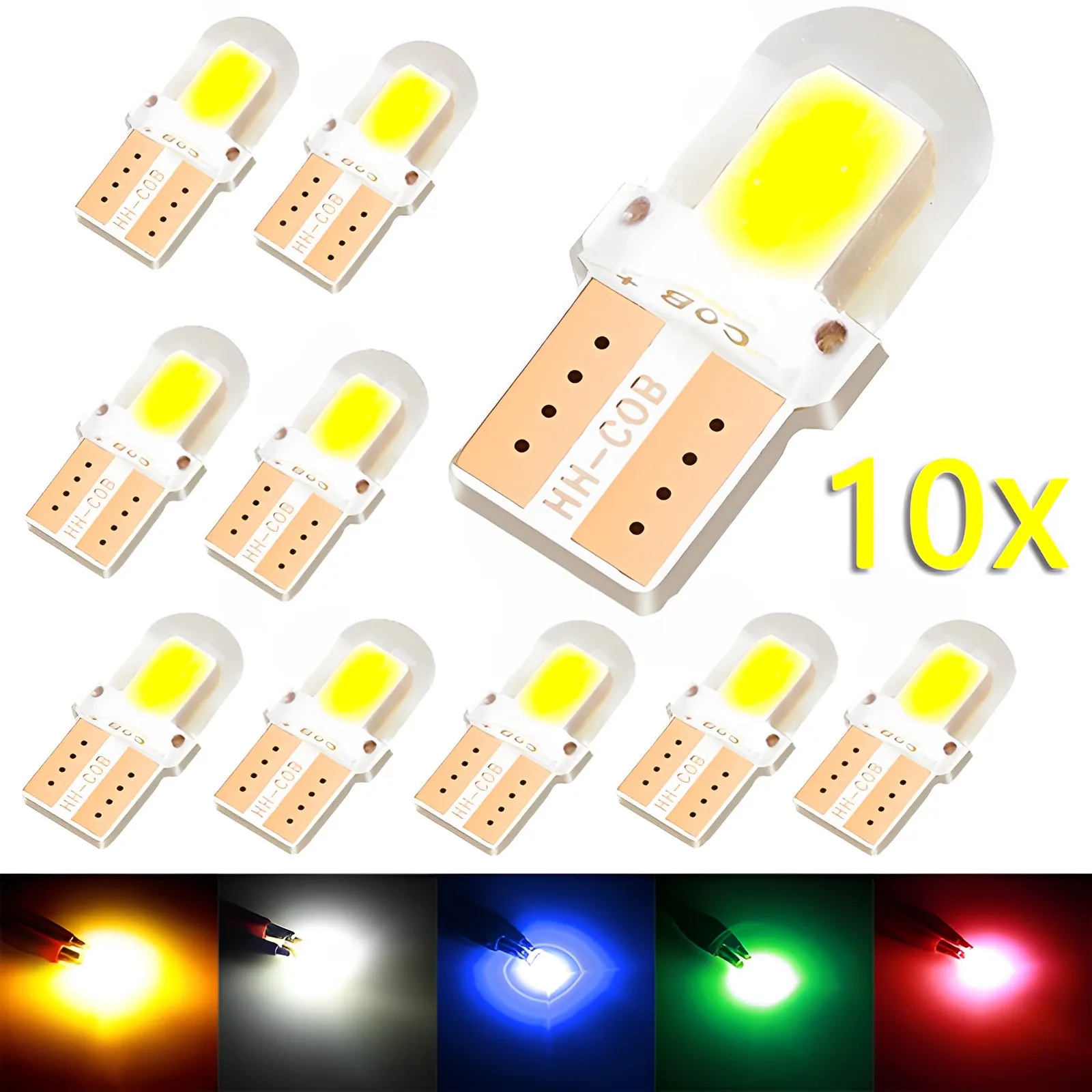 

10Pcs T10 W5W BULB LED Car License Plate Lamp COB T10 LED Canbus Clearance Lamp Led Parking Bulb Car Interior Reading Light 12V