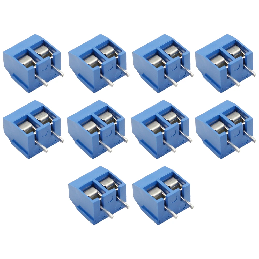 10Pcs PCB Screw Terminal Block Wire Connector Pitch 5.0mm KF301 Spliced Screw Terminals Block Connector Blue Green for Arduino