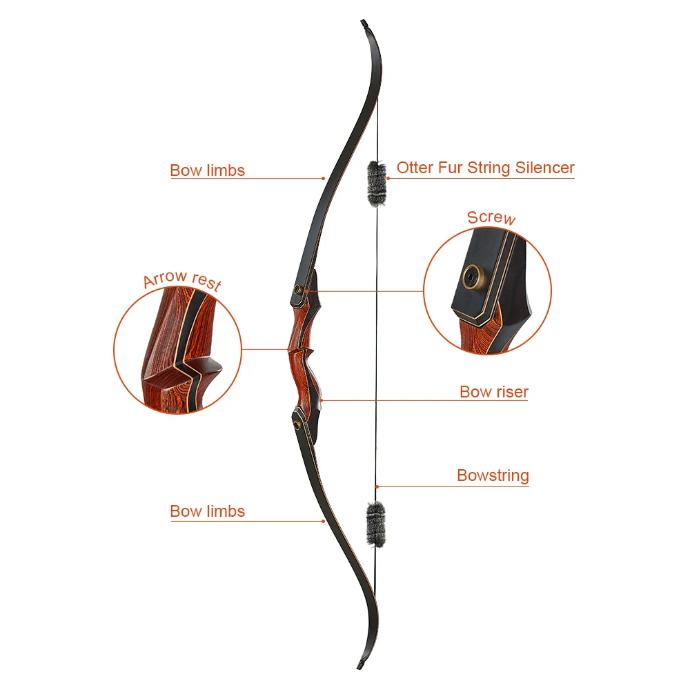 Toparchery Recurve Bow American Hunting Bow Take-down Bow Hunting for Right-handed Adult Outdoor Shooting Practice Bow 30-50Ibs