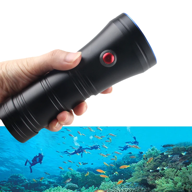 Super Bright Diving Flashlight 3 Modes IP68 Highest Waterproof Rating Professional Diving White Light Powered by 18650 battery