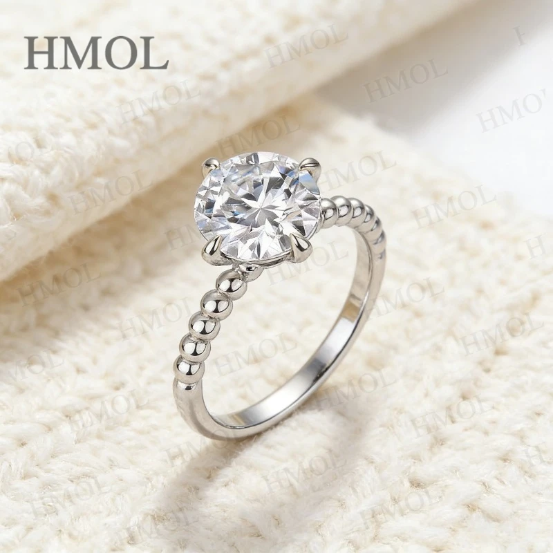 

Moissanite 4-Prongs Ring 2-3CT 925 Sterling Silver D Color VVS1 Solitaire Wedding Promise Engagement Ring Luxury Jewelry Gifts