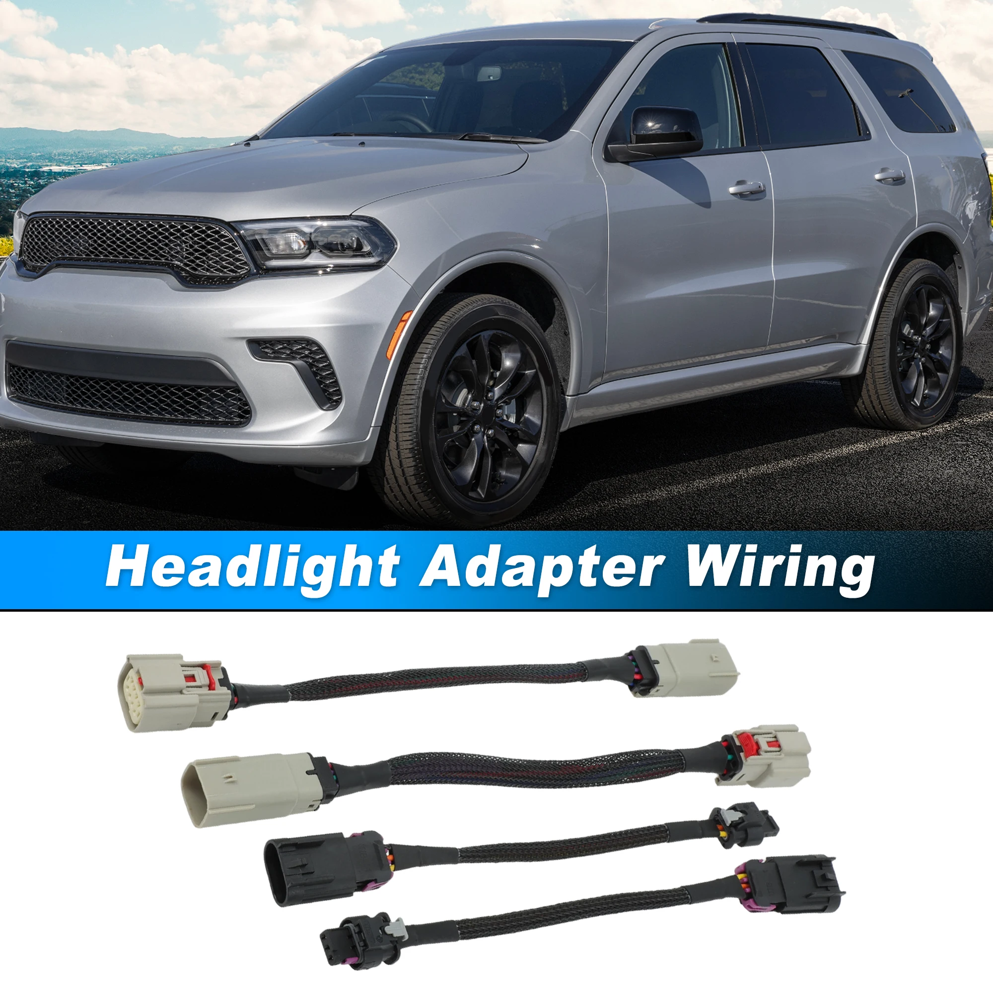UXCELL 4pcs HID to Halogen Headlight Connector Wire Harness for Dodge Durango 14-26