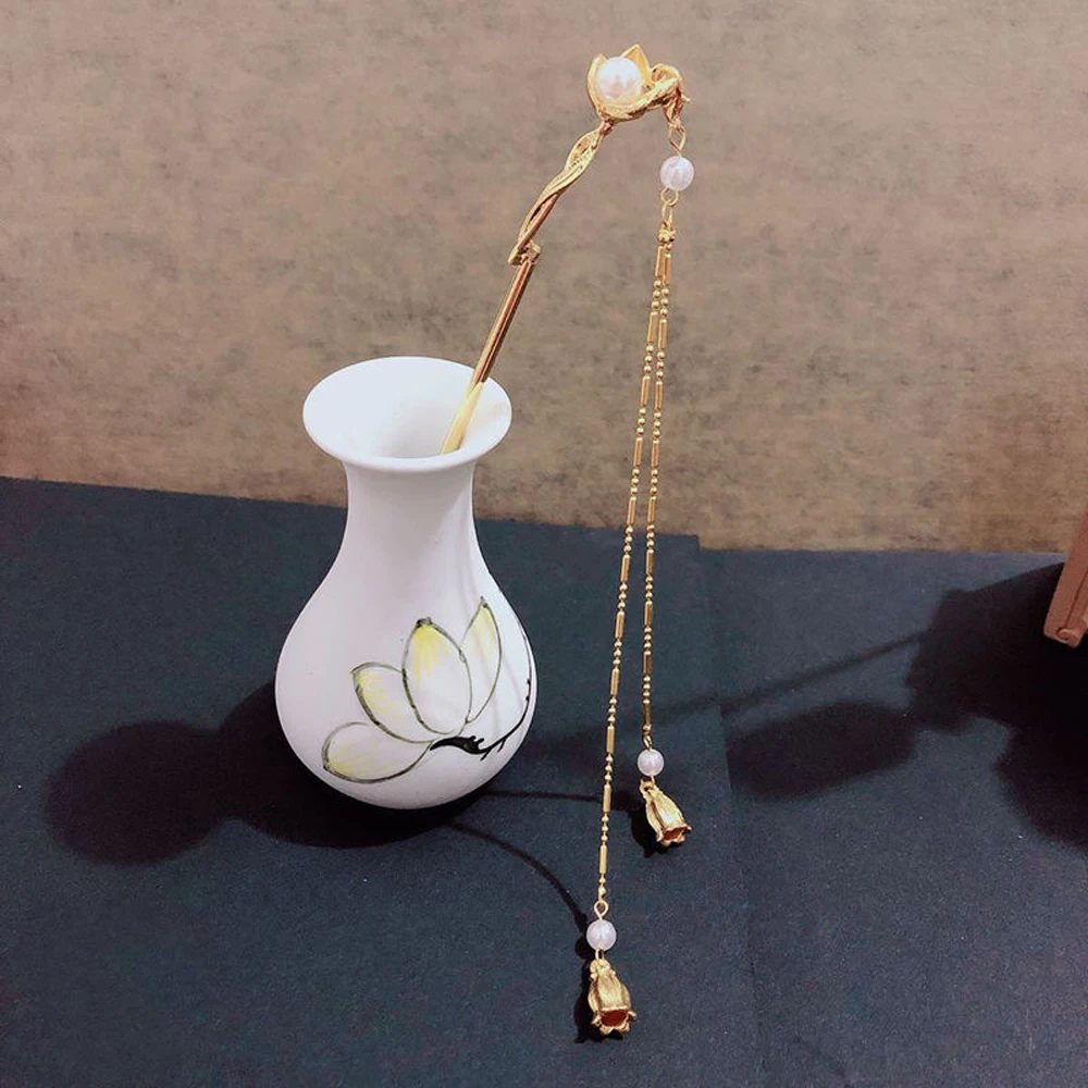 

Vintage Traditional Chinese Hair Pin Pearl Tassel Chopsticks Chignon Pin Magnolia Hair Pin Hair Chopsticks Hair Stick