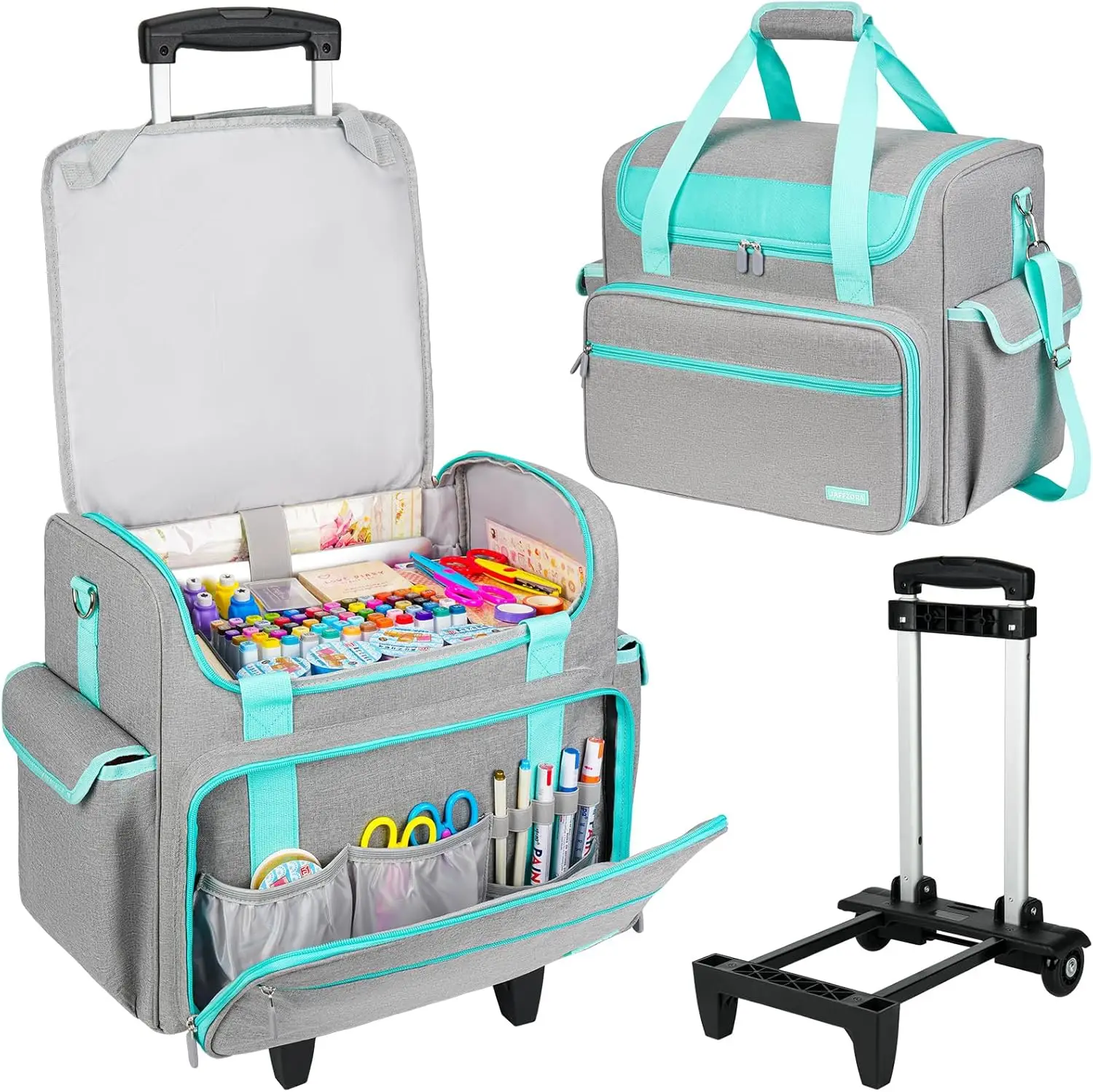 

Rolling Craft Bag with Wheels, Large Storage for Scrapbook Supplies & 15.6'' Laptop, Gray