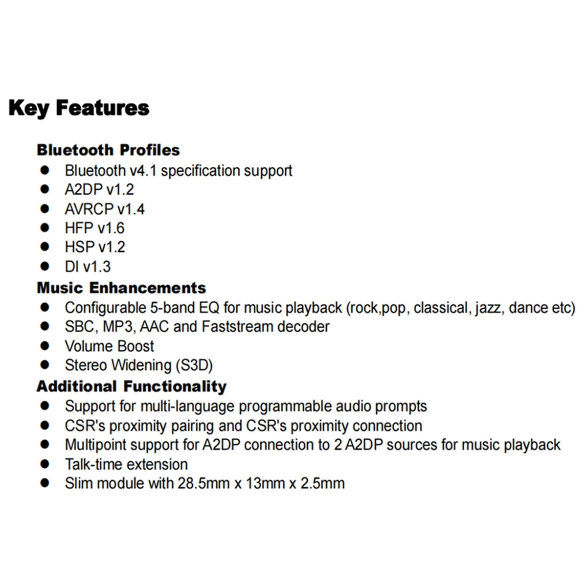 BTM835 Bluetooth Audio Module Support A2DP AVRCP HFP AAC CSR8635 Chip Stereo Bluetooth Module