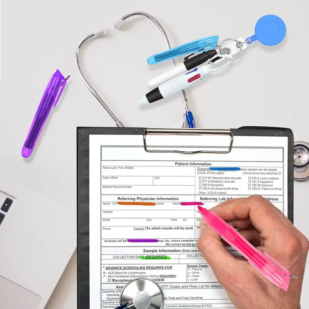 NEW Retractable Nurse Pen Set Multi-Functional DIY Highlighter Pen Ball Pen Workplace Essentials
