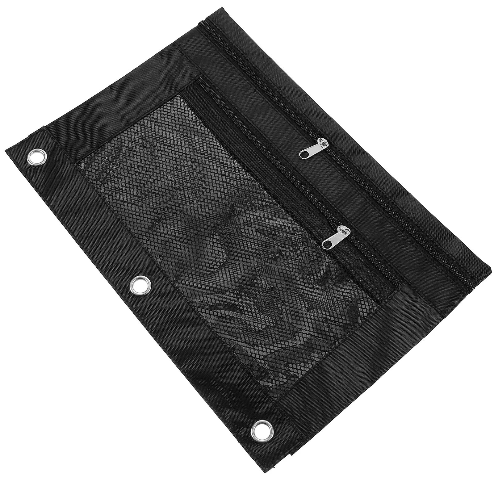 

Large Capacity Pen Bag Black Zipper Double Pocket Transparent Window 3 ring Binder Pencil Case Storage ganizer Detachable Mesh