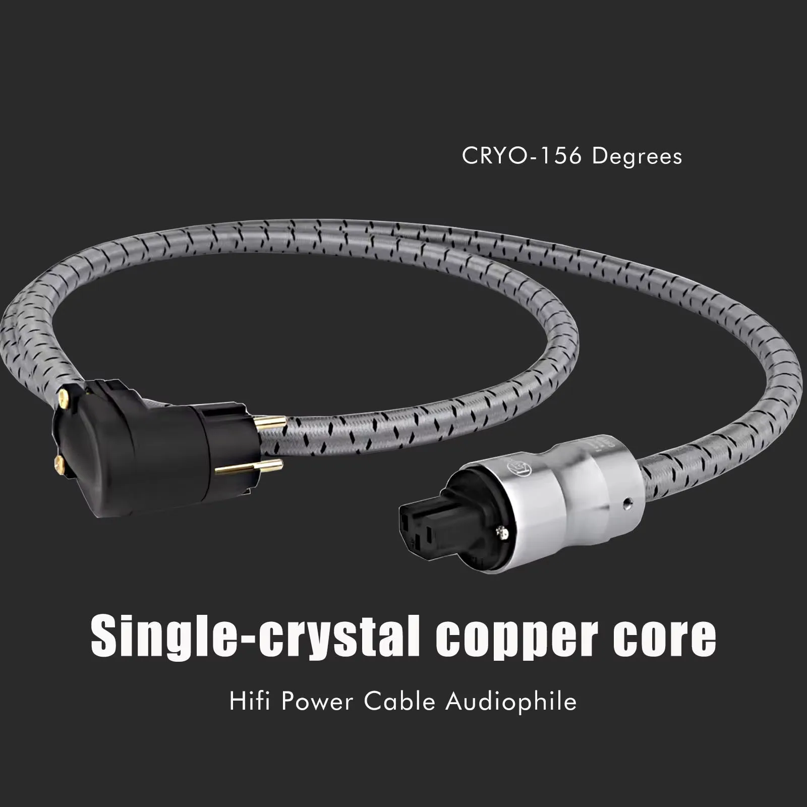 Preffair CRYO-156 Hifi Power Cable OCC Schuko Power Cord Audiophile AC US/EU 90 degrees L Shape Power Plug for CD Amplifier AMP