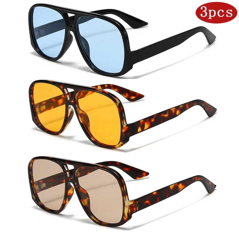 1/3pcs Oversized Women Double Bridges Anti Light Glasses Fashion Outdoor Driving Eyeglasses Beach Travel UV400 Man Shades