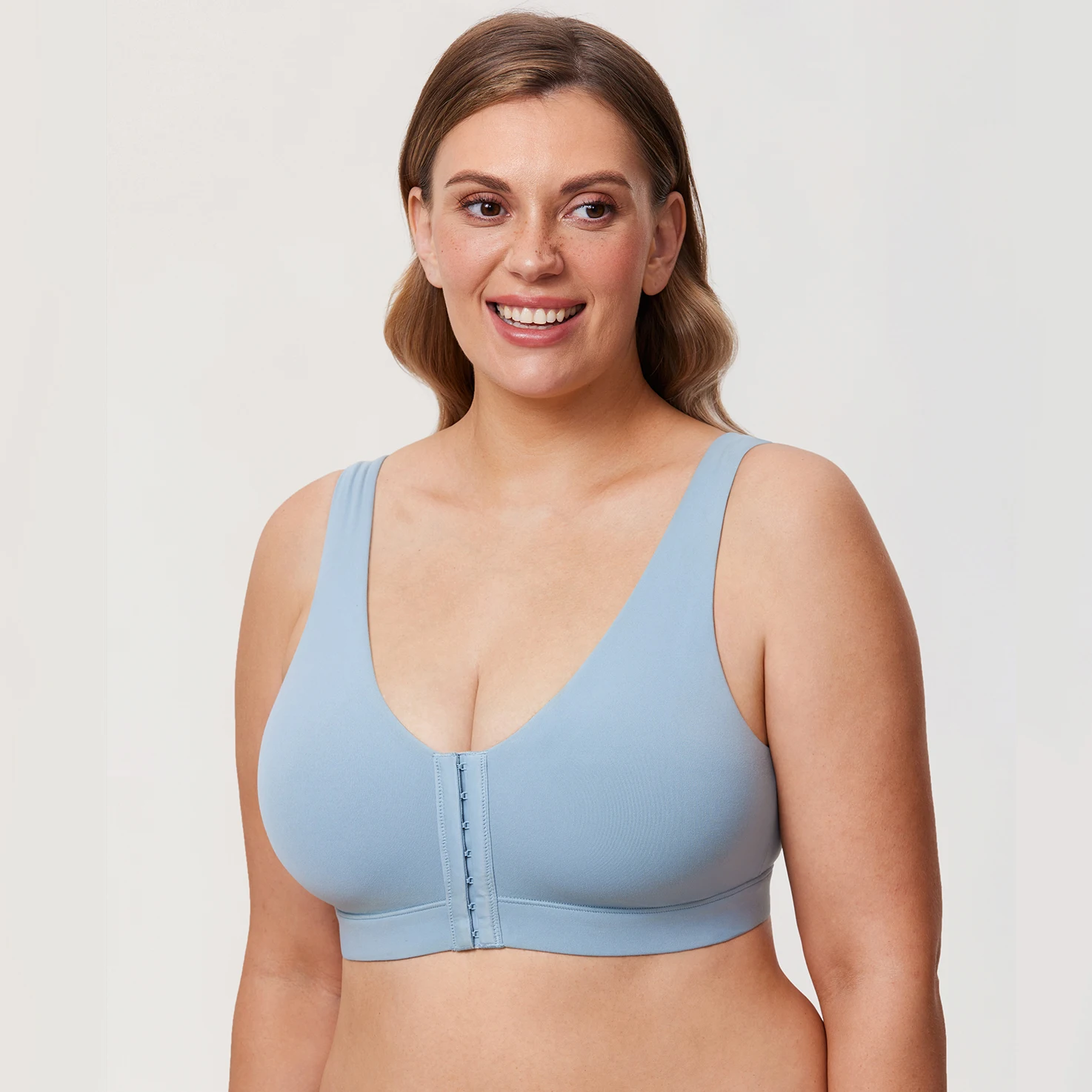 Front Closure Bra Wirefree Back Support Posture Full Coverage Plus Size Non-padded For Women Wireless XS-XXXL PLUS