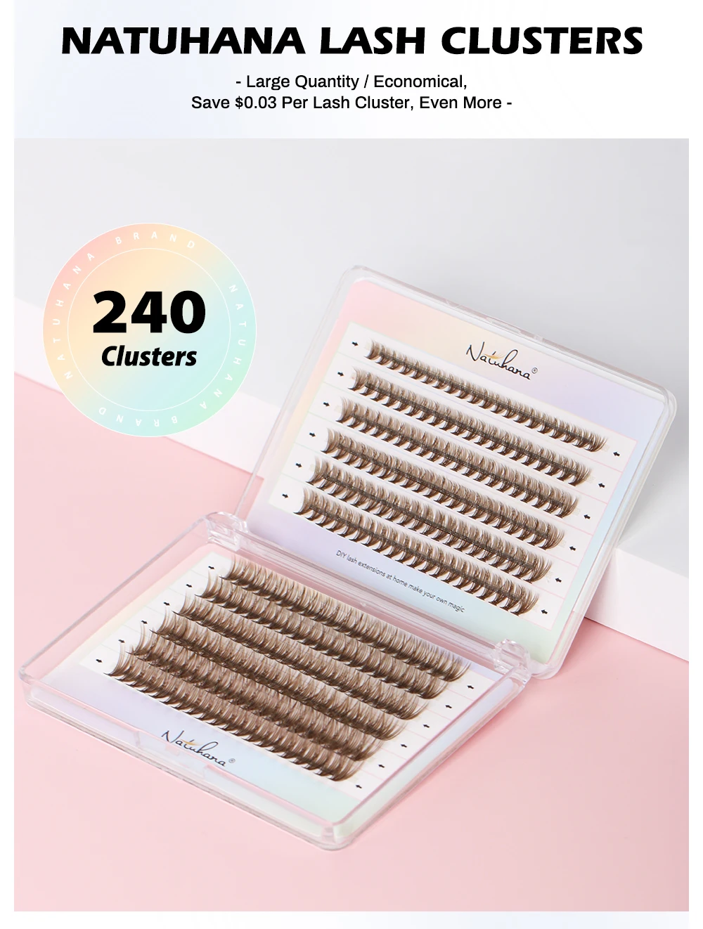 NATUHANA 10D 20D 30D 40D Cluster Wimpern DIY Nerz Einzelne Wimpern Vorgefertigte Volumen Fan Faux Cils für Make-up-Tools – Detail 10