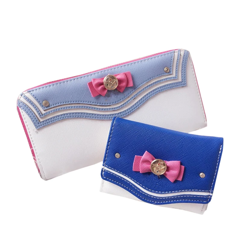 Moon-Anime Sailor Wallet Purse Candy Color Bow Knot Women Fashion Clutch Bag PU Leather Card Coin Purse