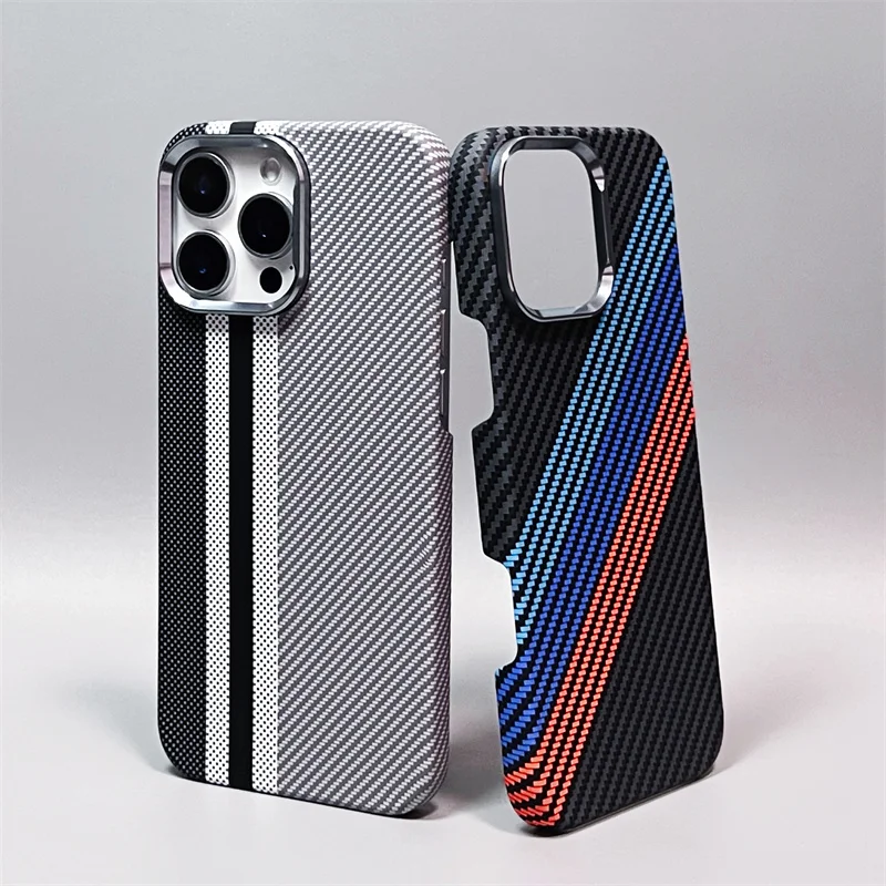 

For iPhone 15 14 16 Pro Max 17 Pro / Max Hard Carbon Fiber Magsafe Case Wireless Charging Alloy Lens Magnetic Protective Cover