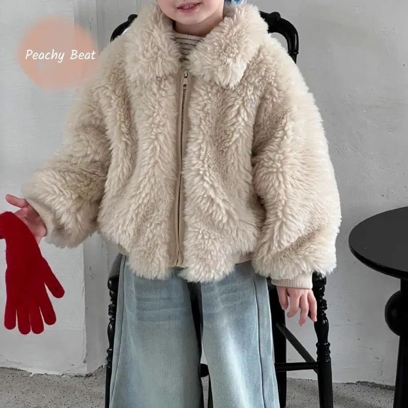 

Модная куртка из искусственного меха для маленьких девочек, толстая верхняя одежда на молнии, теплое пальто для малышей, весенне-осенне-зимняя одежда для малышей, От 2 до 10 лет