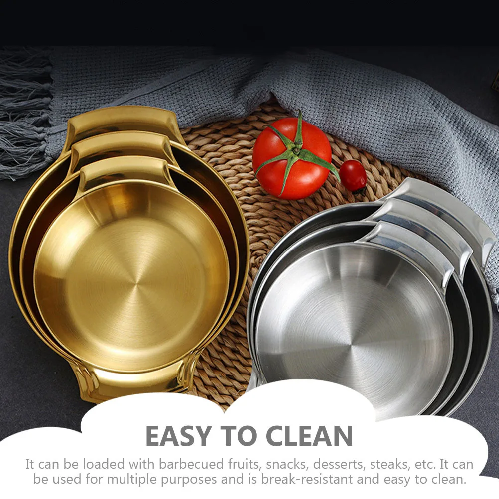 

Stainless Steel Food Plate Snack Fruit Serving Tray Pizza Dinner Plate Home Restaurant Bar Use Storage Container